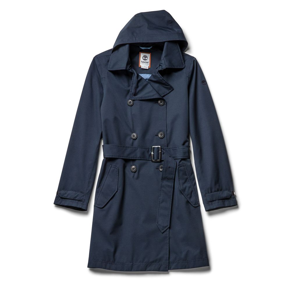 Timberland Womens Coats Classic Waterproof Trench - Navy - India CL5891624